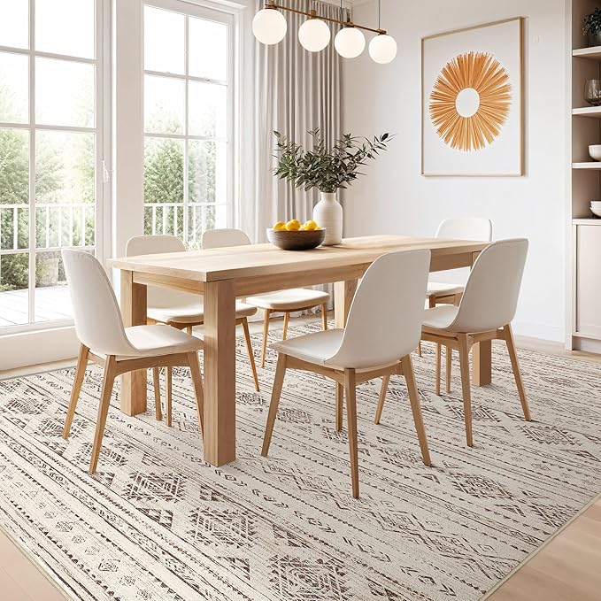 Nakagishi 8x10 Area Rugs Living Room: Washable Boho Large Neutral Soft - Image 6