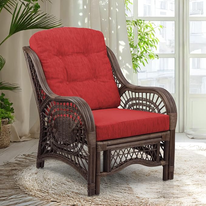 Malibu Lounge Living Accent Armchair Natural Rattan Wicker Handmade Design by Wickerix