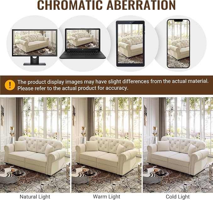 KEIKI 83" Velvet Chesterfield Sofa - Image 7