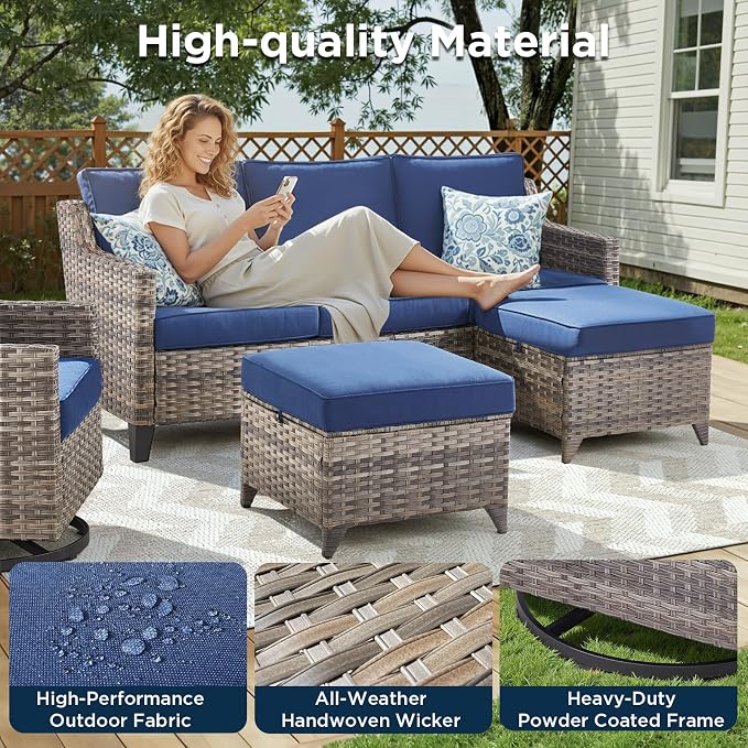 7 Piece Outdoor Patio Furniture Set-All Weather Outdoor Conversation Sets - Image 3
