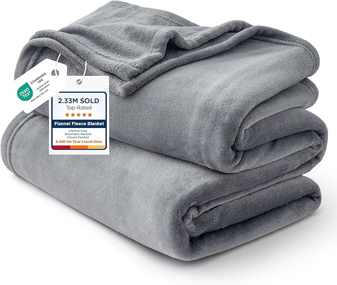 Bedsure Fleece Blanket Twin Blanket Grey by BEDSURE