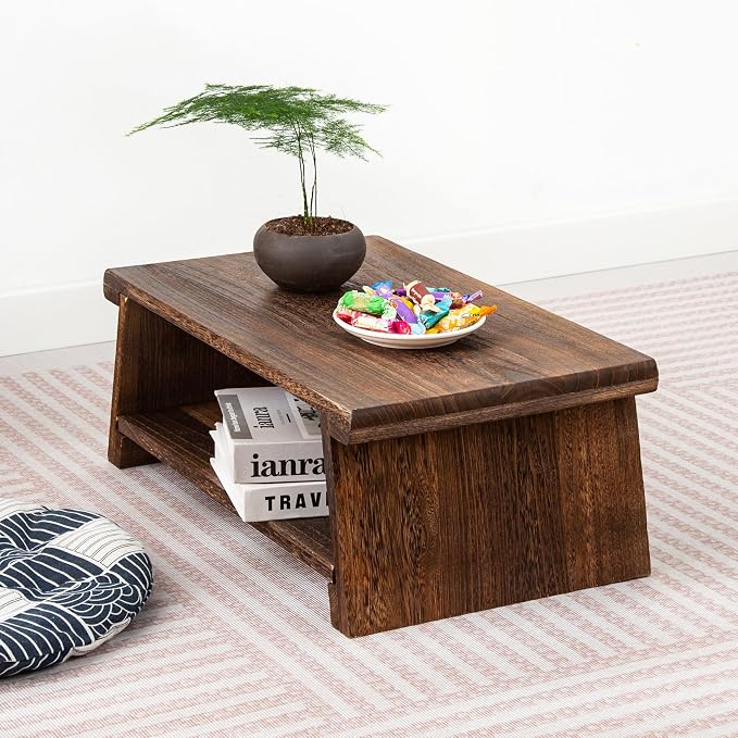 Japanese Altar Table, Vintage Black Minimalist Low Coffee Table, Foldable - Image 6