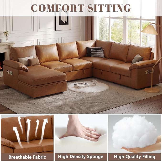 108 Inch Faux Leather Modular Sectional Sofa - Image 5