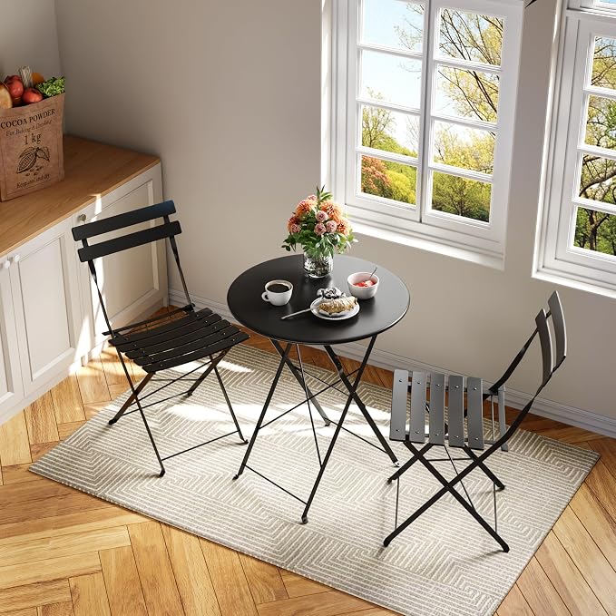3-Piece Folding Bistro Set, Outdoor Patio Furniture Set - Image 7