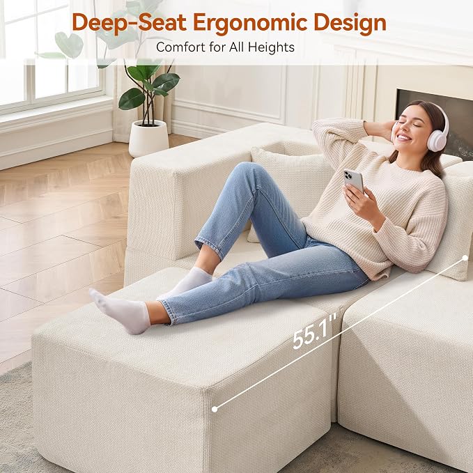 MONVANE Modular Sectional Sofa, Oversized 10 Seat Convertible U Shaped Couch - Image 5