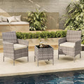 3-Piece Outdoor Furniture Set, PE Rattan Wicker Chairs by Unknown