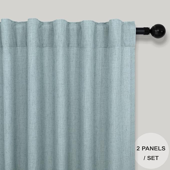 Seafoam Curtains 38 Inch Wide for Small Window 2 Panels Back Tab Rod Pocket - Image 2