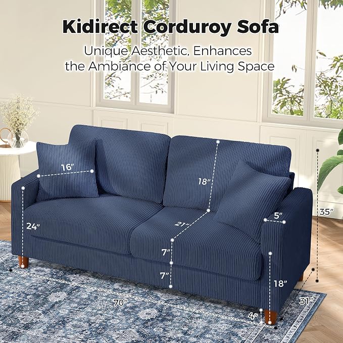 Kidirect 70in L Shaped Couch, Modular Sofa No Tool Assembly, Comfy Sectional - Image 5