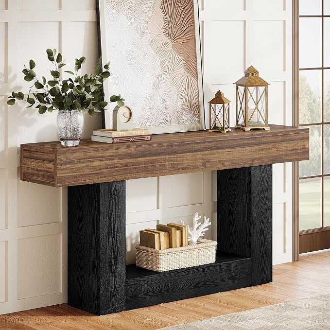 Tribesigns 63-Inch Long Console Table, 2-Tier Entryway Table Sofa Table - Image 3