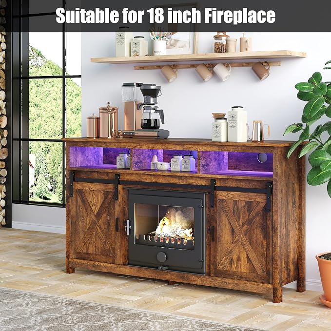 Farmhouse TV Stand for 65 inch TVs, Rustic Entertainment Center Cabinet - Image 7
