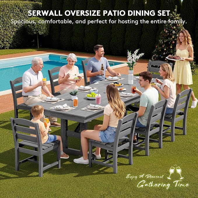SERWALL Outdoor Armless Dining Chairs Set of 2, All-Weather HDPE Patio Chair - Image 7