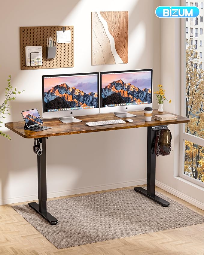 BIZUM Electric Standing Desk 60 x 24 Inch Computer Desk-Gaming Desk Rustic - Image 2