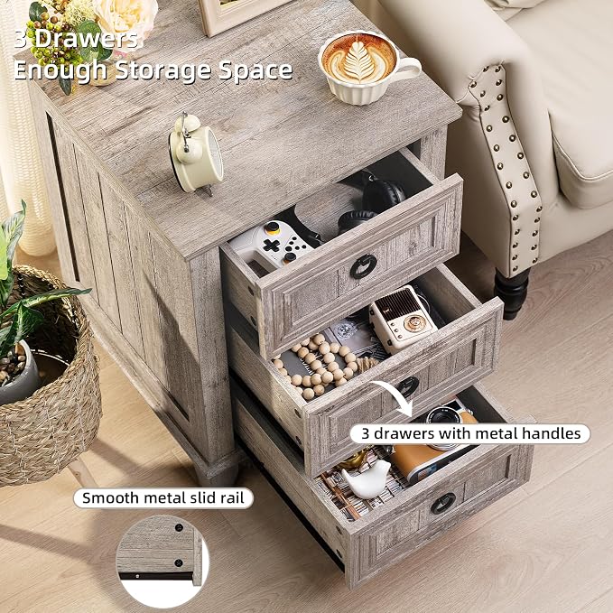 Joaxswe Farmhouse Night Stand Set of 2, Dresser - Image 6