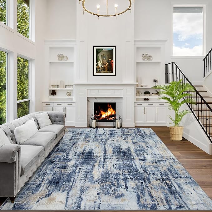 10x14 Area Rugs Washable Rug: Modern Abstract Living Room Rug Soft Anti-Skid by GENTDRIZZ