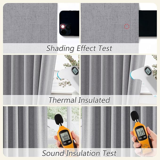 Guken Grey 100% Blackout Curtains 72 Inch Length 2 Panels Set - Image 5