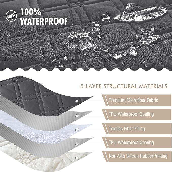 Genina Waterproof Couch Cover, Washable Anti-Slip 78inch Sofa Covers - Image 5