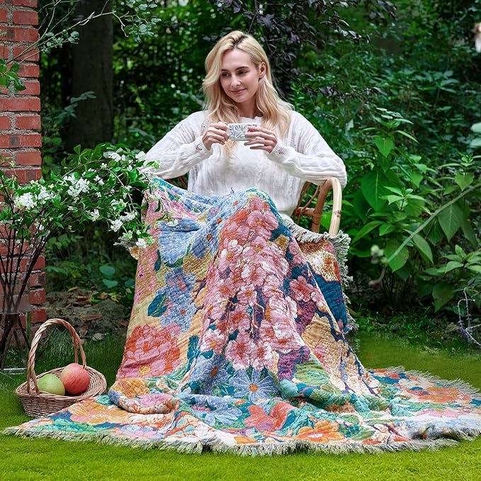 LUTBM Boho Throw Blanket for Bed Cotton Summer Blankets for Bedroom Living Room - Image 5