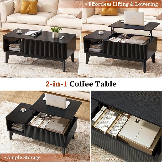 LYNCOHOME Fluted Coffee Table - Image 6