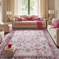 Area Rugs for Living Room, Washable 5x7 Area Rug for Bedroom, Floral Non-Slip by Rtizon