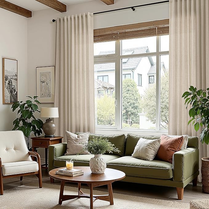 Taupe Burlywood Linen Curtains for Living Room 100 Inches Long Light Filtering - Image 8