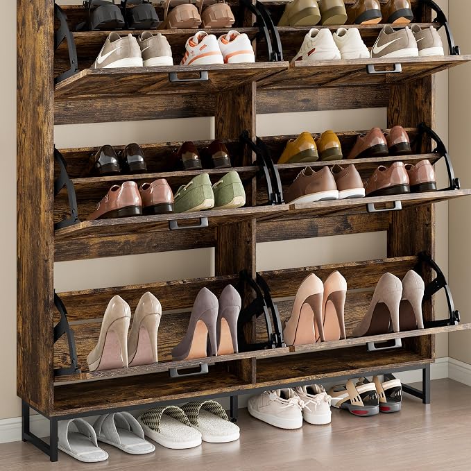 BORNOON Shoe Cabinet with 6 Flip Drawers Narrow Shoe Storage Cabinet Organizer - Image 6