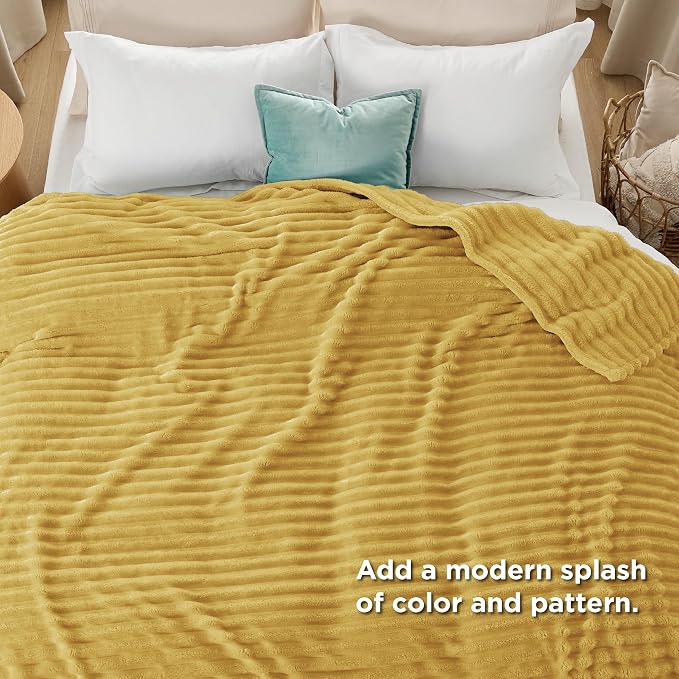 Bedsure GentleSoft Yellow California King Size Blanket - Image 5
