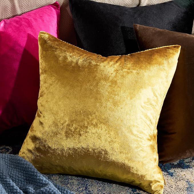 GIGIZAZA Gold Velvet Decorative Throw Pillow Covers 24x24 - Image 2