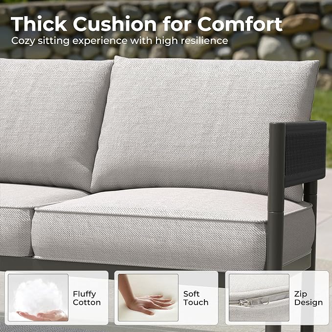 Grand patio 5-Piece Outdoor Furniture Set, 4 Seats Wicker Sofa Conversation Set - Image 5