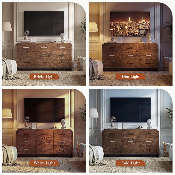 Curved 9-Drawer Dresser for Bedroom, Vanity Desk TV Stand for Living Room - Image 7