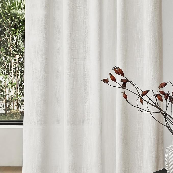MYSKY HOME Natural Curtains 84 Inches Long, Semi Sheer Light Filtering Soft - Image 4