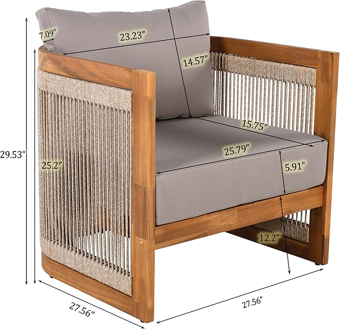 VilroCaz 4-Piece Patio Conversation Set, All Weather Sectional Sofa Set w/ 2 - Image 5