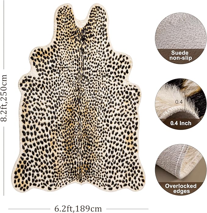 Oversized Cheetah Print Rug, Large Leopard Rug 6.2x8.2 Feet Faux Animal Print - Image 2
