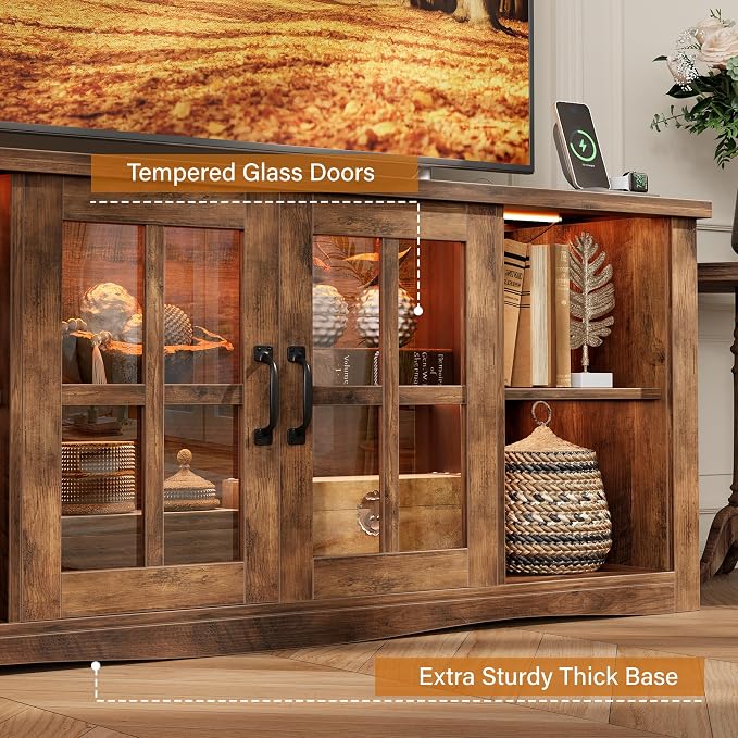 YESHOMY Farmhouse LED TV Stand - Image 7