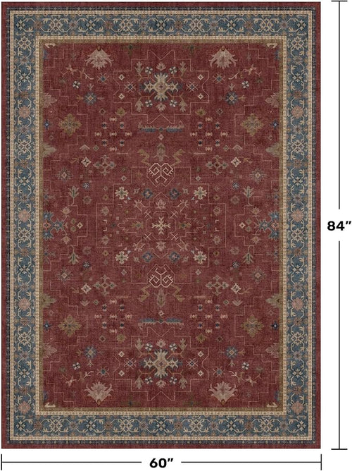5x7 Boho Dark Red Rug for Living Room - Image 2