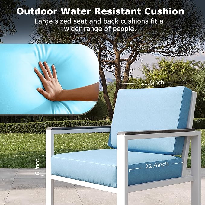 4-Piece Outdoor Patio Furniture Set, Metal Conversation Sofa Set - Image 5