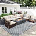 UPHA 9 Pieces Patio Furniture Sets, Wicker Outdoor Sectional Sofa Couch by UPHA
