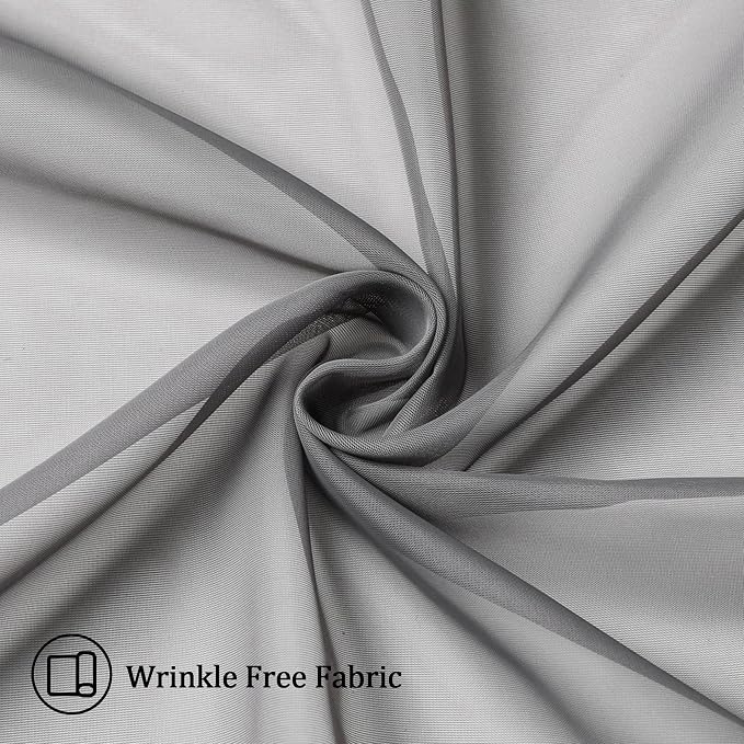 Aiyufeng Charcoal Grey Sheer Curtains 36 inches Long 2 Panels Set, Short Sheer - Image 6