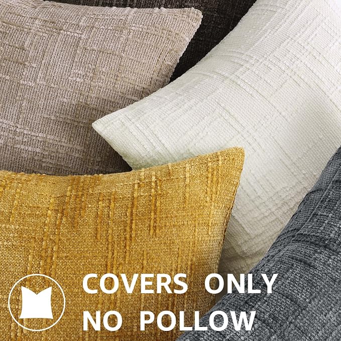 decorUhome Dark Grey Chenille Throw Pillow Covers 20x20 Set of 2 Textured Soft - Image 7