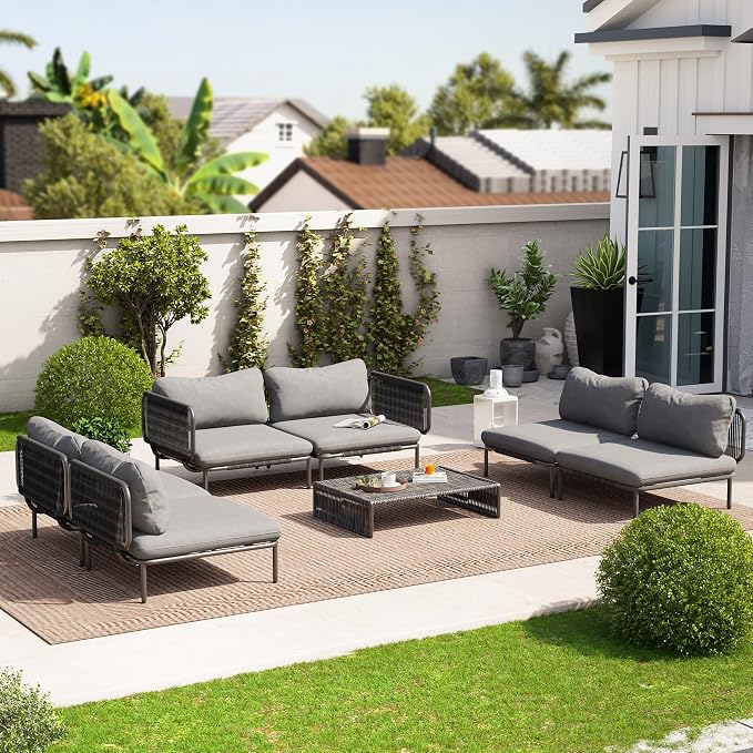 Crestlive Products Outdoor Patio Furniture Set, 6 Seater Modular Oversized by CrestliveProducts