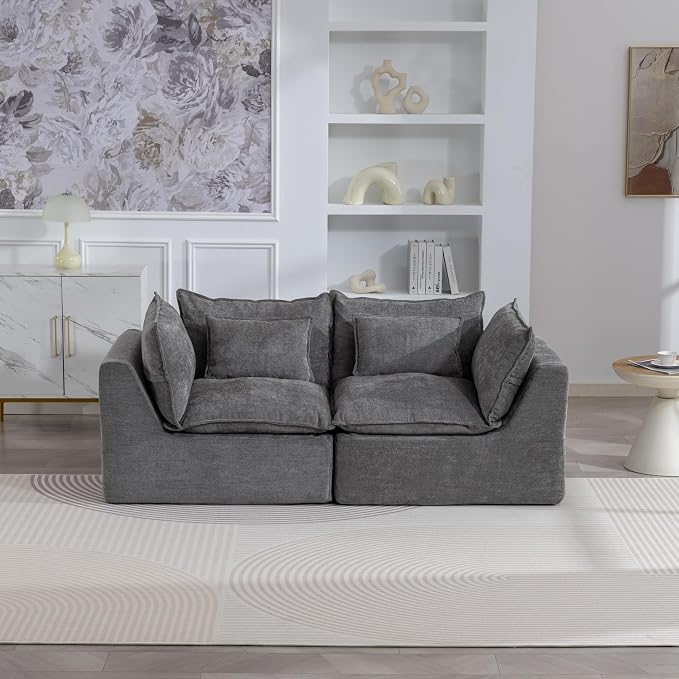 Boneless Loveseat Couch Sectional Cloud Couch Oversized Modular Sectional Sofa - Image 6