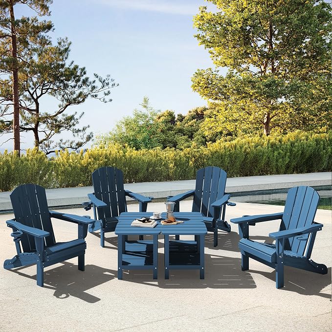 SERWALL Adirondack Table Set of 2, Outdoor Side Table- Blue - Image 9