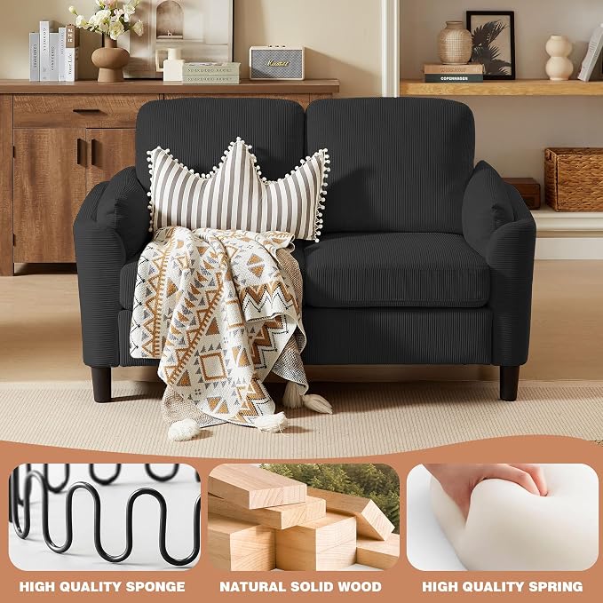 4 Piece Modern Corduroy Sofa Set, L-Shaped Sectional Couch - Image 5