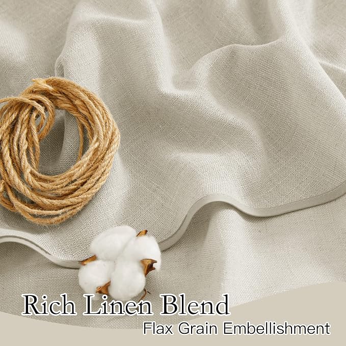 RYB HOME Bathroom Curtains Over Sink 36 inches Length, Linen Blend Semi Sheer - Image 4