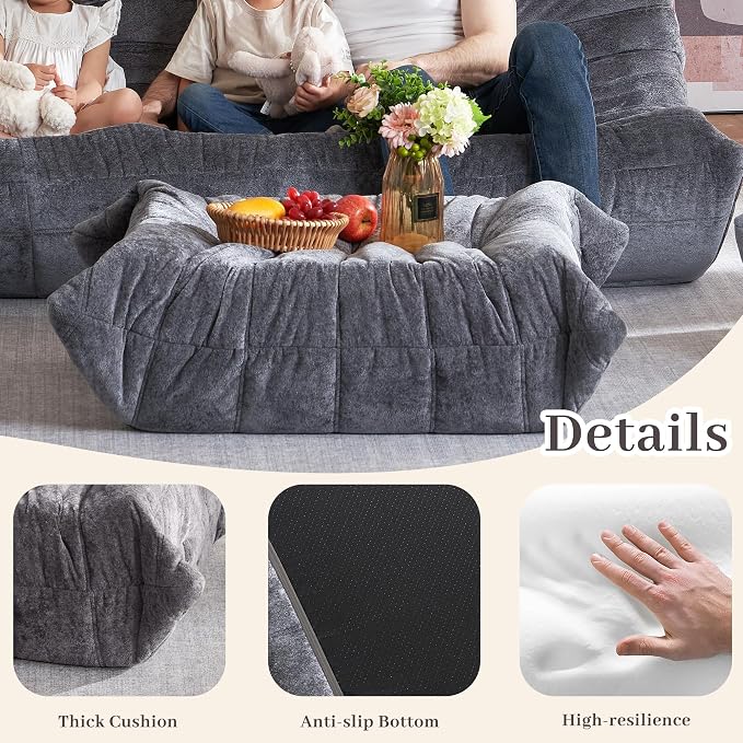 Bean Bag Ottoman, Memory Foam Lazy Bean Bag Sofa, Fireside Chair Foot Rest - Image 5