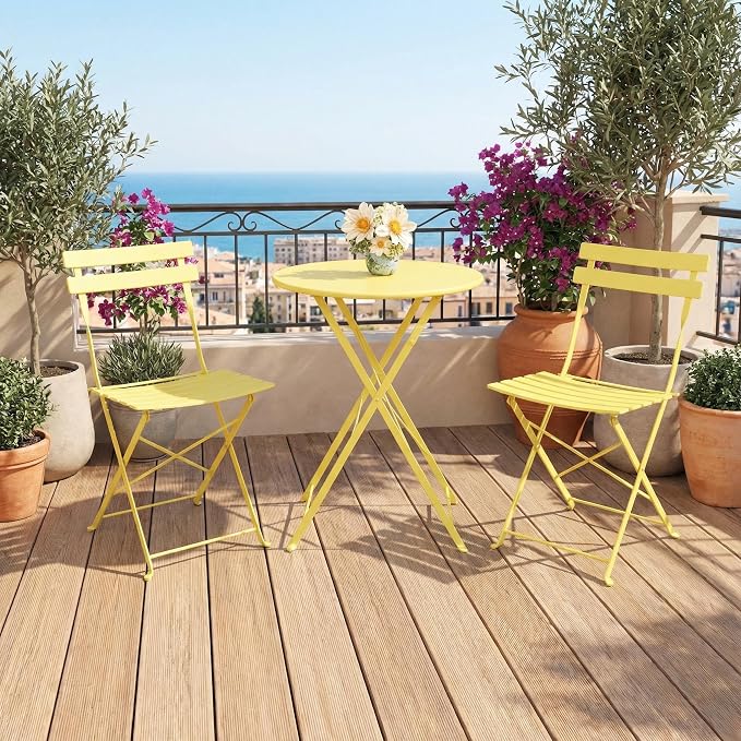 GarveeLife 3 Piece Outdoor Bistro Set, Metal Patio Furniture Set - Image 8