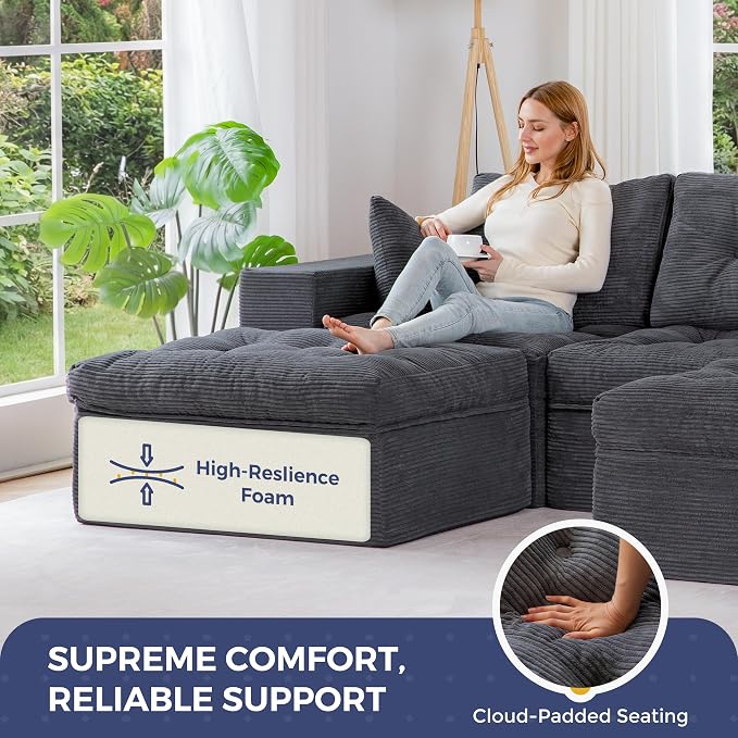MAXYOYO 104" U Shaped Modular Sectional Sofa - Image 7