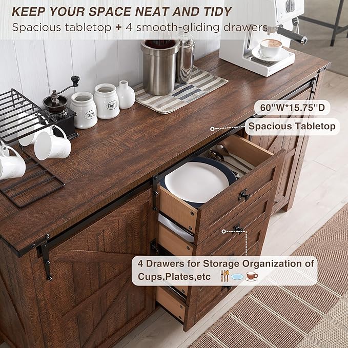 T4TREAM Farmhouse Sideboard Buffet Cabinet - Image 4