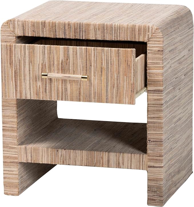 Bali & pari Callan Bohemian Woven Natural Grasscloth 1-Drawer Nightstand - Image 4