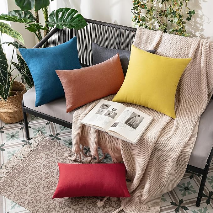 MIULEE Pack of 2 Decorative Outdoor Solid Waterproof Throw Pillow Covers Faux - Image 7