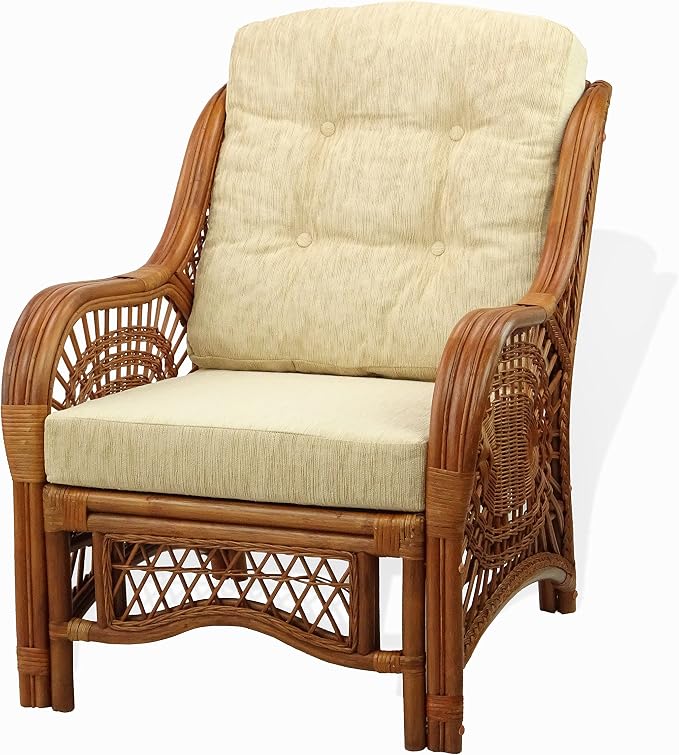 Malibu Lounge Living Accent Armchair Natural Rattan Wicker Handmade Design - Image 4